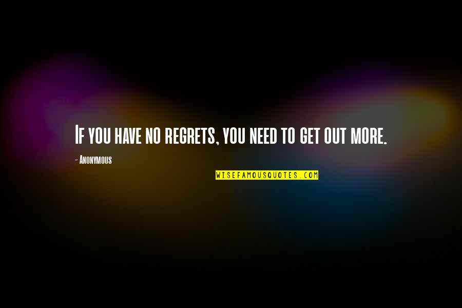 Need No More Quotes By Anonymous: If you have no regrets, you need to