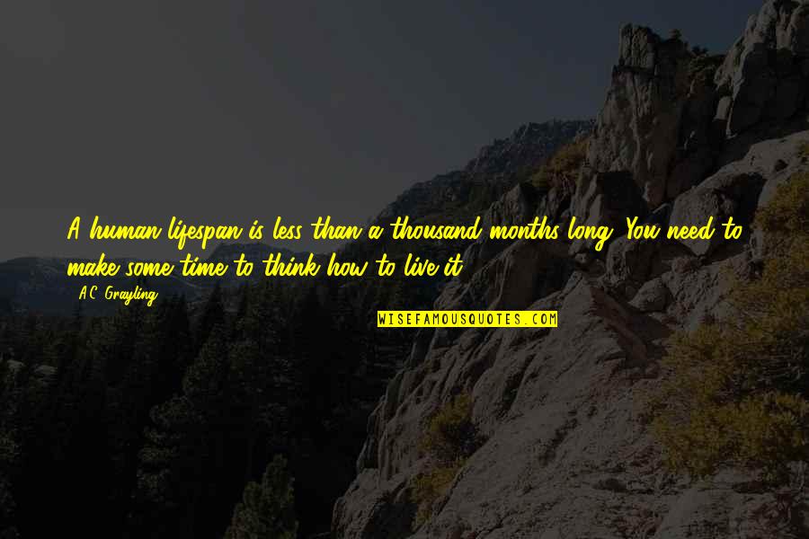 Need Some Time To Think Quotes By A.C. Grayling: A human lifespan is less than a thousand Need Some Time To Think Quotes By A.C. Grayling: A human lifespan is less than a thousand