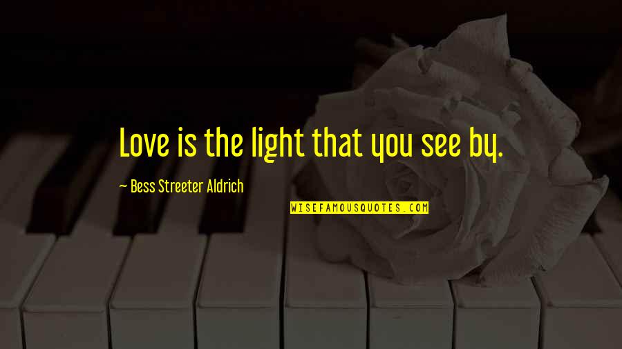 Need Time To Heal Quotes By Bess Streeter Aldrich: Love is the light that you see by.