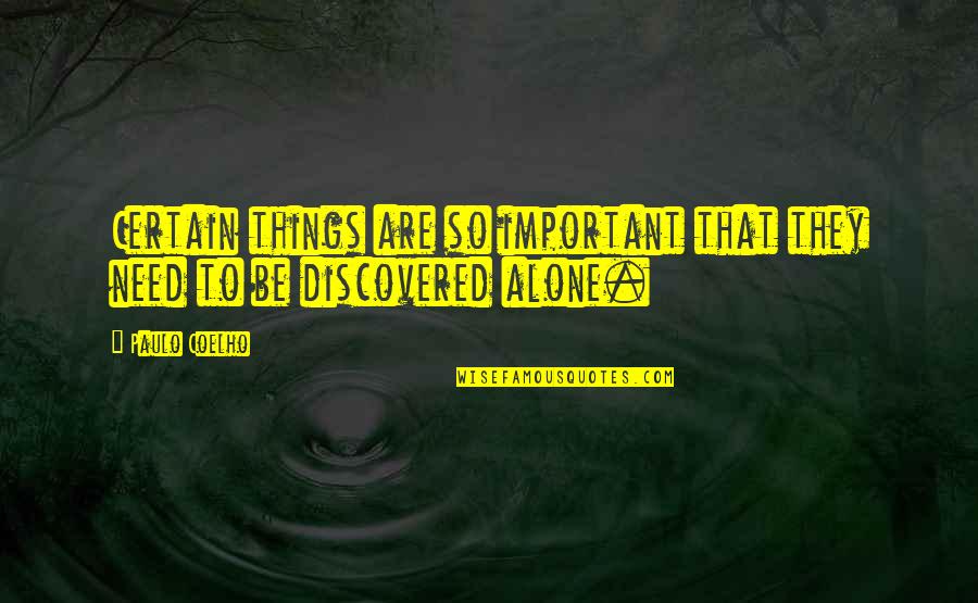 Need To Be Alone Quotes By Paulo Coelho: Certain things are so important that they need
