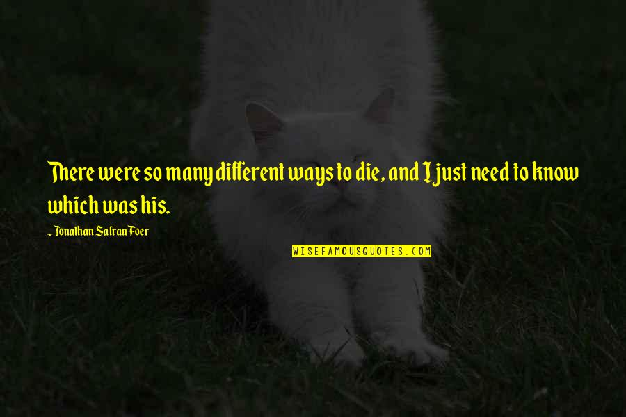 Need To Die Quotes By Jonathan Safran Foer: There were so many different ways to die,