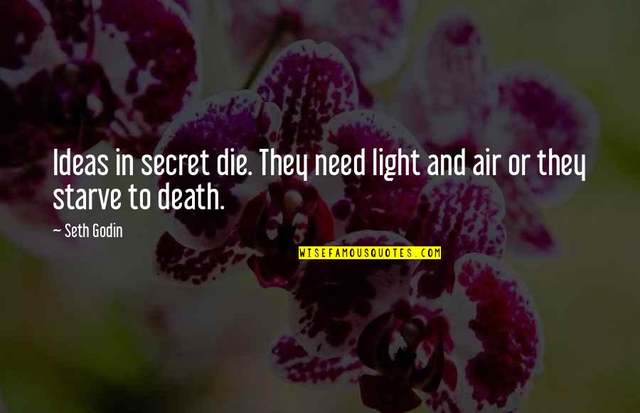 Need To Die Quotes By Seth Godin: Ideas in secret die. They need light and