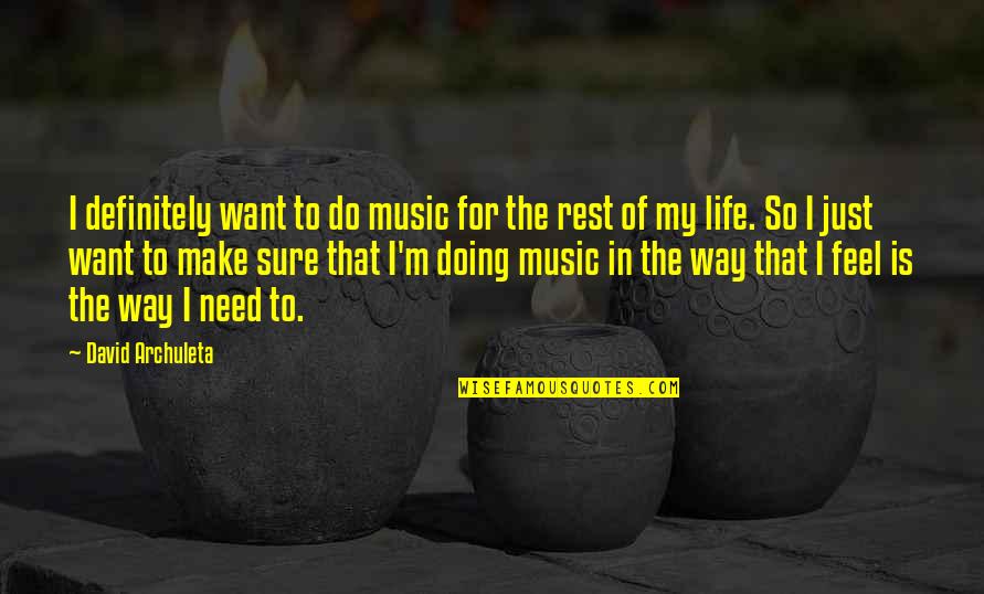Need To Rest Quotes By David Archuleta: I definitely want to do music for the