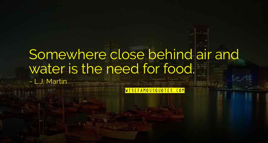 Need Water Quotes By L.J. Martin: Somewhere close behind air and water is the