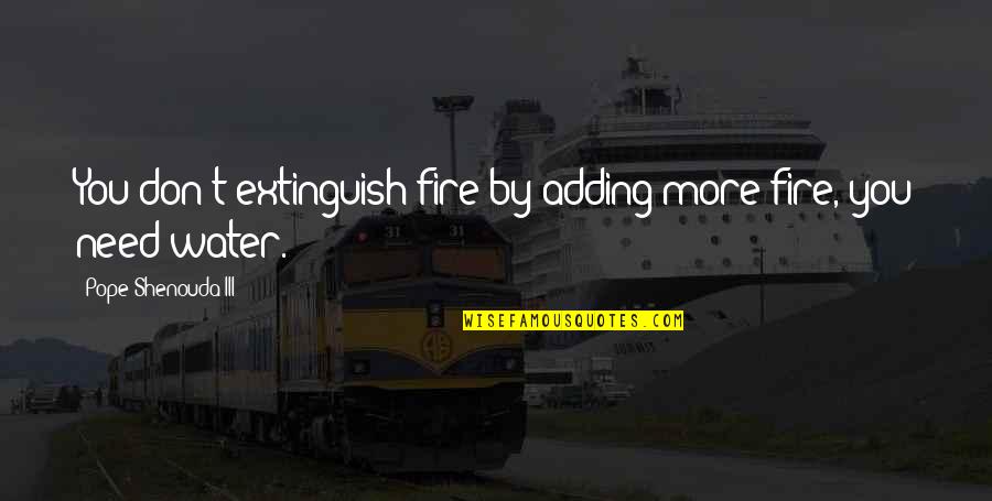Need Water Quotes By Pope Shenouda III: You don't extinguish fire by adding more fire, Need Water Quotes By Pope Shenouda III: You don't extinguish fire by adding more fire,
