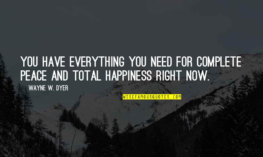 Need You Right Now Quotes By Wayne W. Dyer: You have everything you need for complete peace
