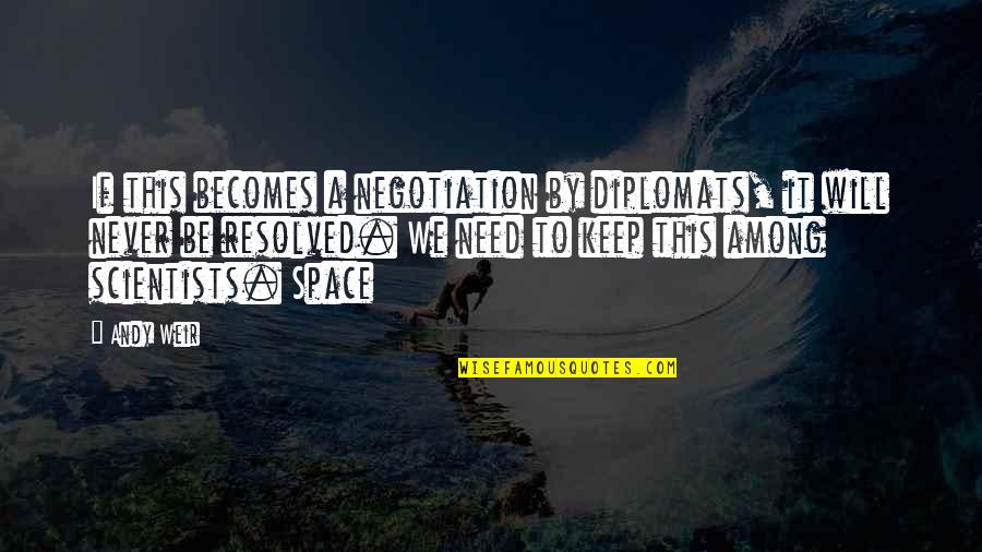 Need Your Space Quotes By Andy Weir: If this becomes a negotiation by diplomats, it
