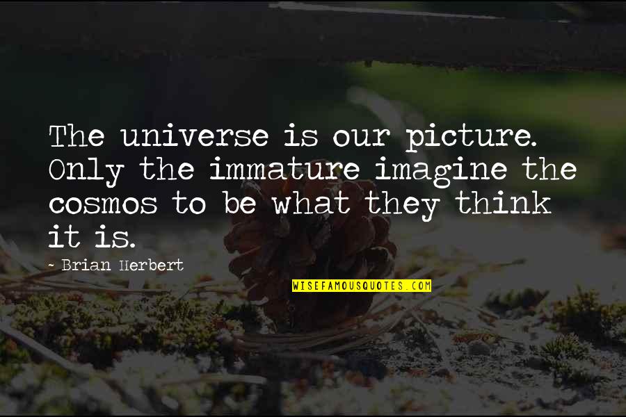 Needing Someone To Listen Quotes By Brian Herbert: The universe is our picture. Only the immature