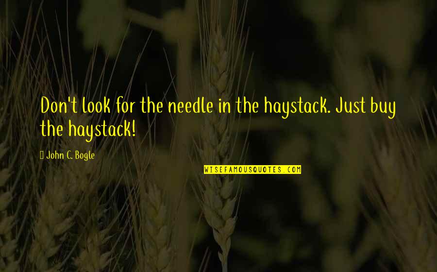 Needle In A Haystack Quotes By John C. Bogle: Don't look for the needle in the haystack.