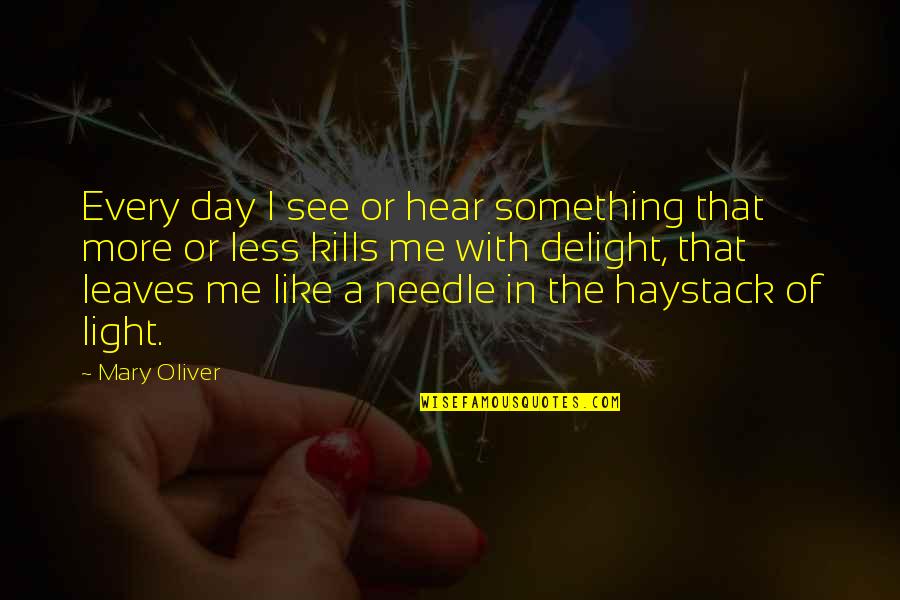 Needle In A Haystack Quotes By Mary Oliver: Every day I see or hear something that Needle In A Haystack Quotes By Mary Oliver: Every day I see or hear something that