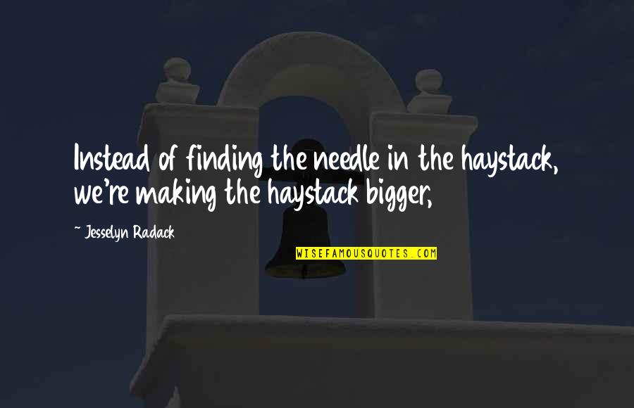 Needle In Haystack Quotes By Jesselyn Radack: Instead of finding the needle in the haystack,