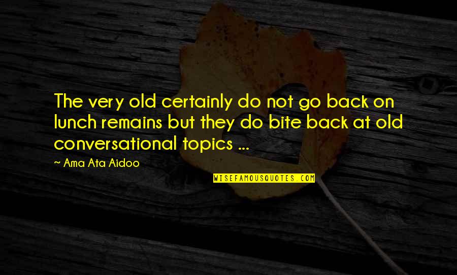 Needle Stick Injury Quotes By Ama Ata Aidoo: The very old certainly do not go back