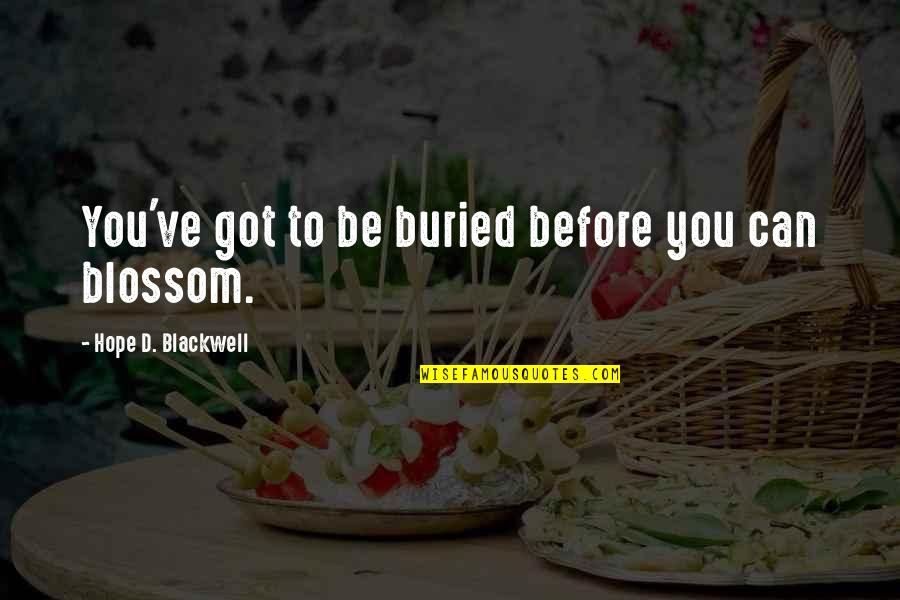 Needlers Quotes By Hope D. Blackwell: You've got to be buried before you can Needlers Quotes By Hope D. Blackwell: You've got to be buried before you can