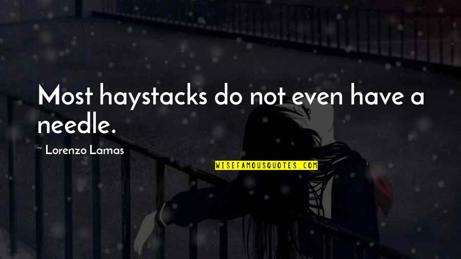 Needles Quotes By Lorenzo Lamas: Most haystacks do not even have a needle. Needles Quotes By Lorenzo Lamas: Most haystacks do not even have a needle.