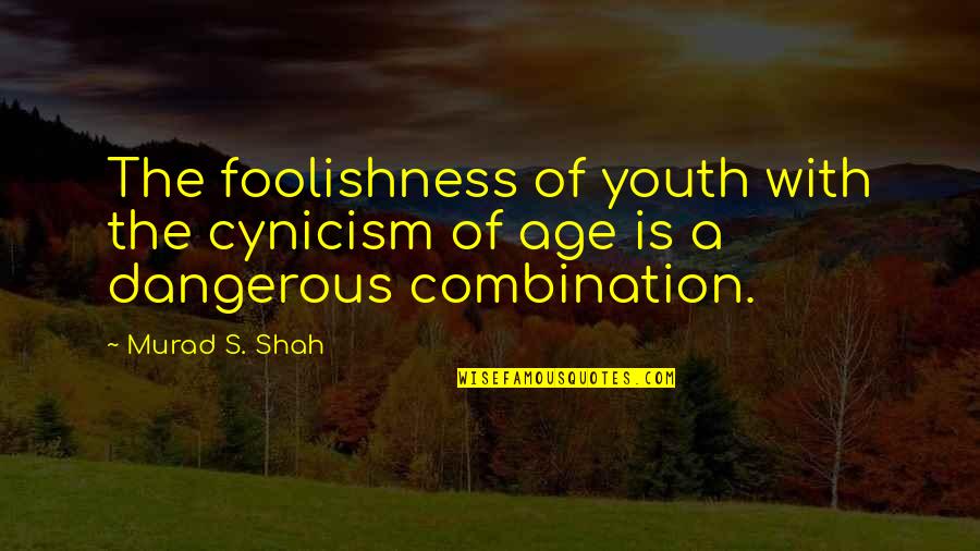 Needlessness Quotes By Murad S. Shah: The foolishness of youth with the cynicism of