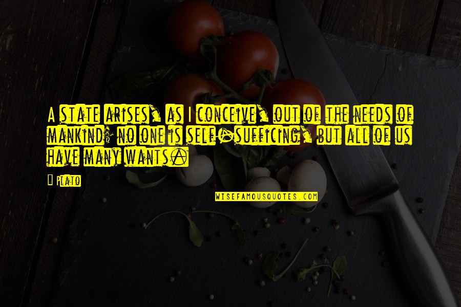 Needs Vs Wants Quotes By Plato: A state arises, as I conceive, out of Needs Vs Wants Quotes By Plato: A state arises, as I conceive, out of