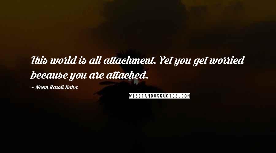 Neem Karoli Baba quotes: This world is all attachment. Yet you get worried because you are attached.