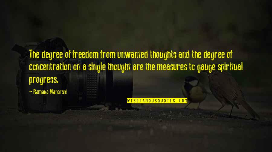 Neemo Quotes By Ramana Maharshi: The degree of freedom from unwanted thoughts and