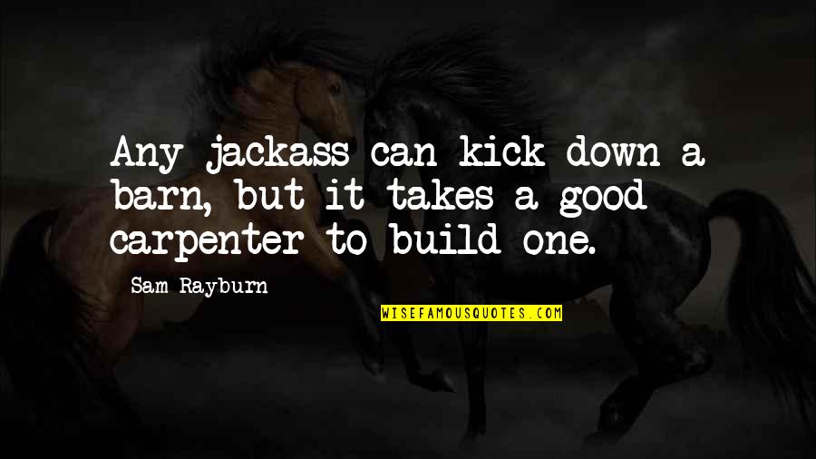 Neend Urdu Quotes By Sam Rayburn: Any jackass can kick down a barn, but