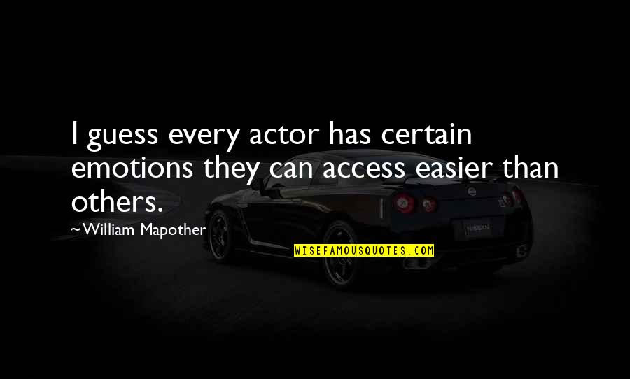 Nefis Yemekler Quotes By William Mapother: I guess every actor has certain emotions they