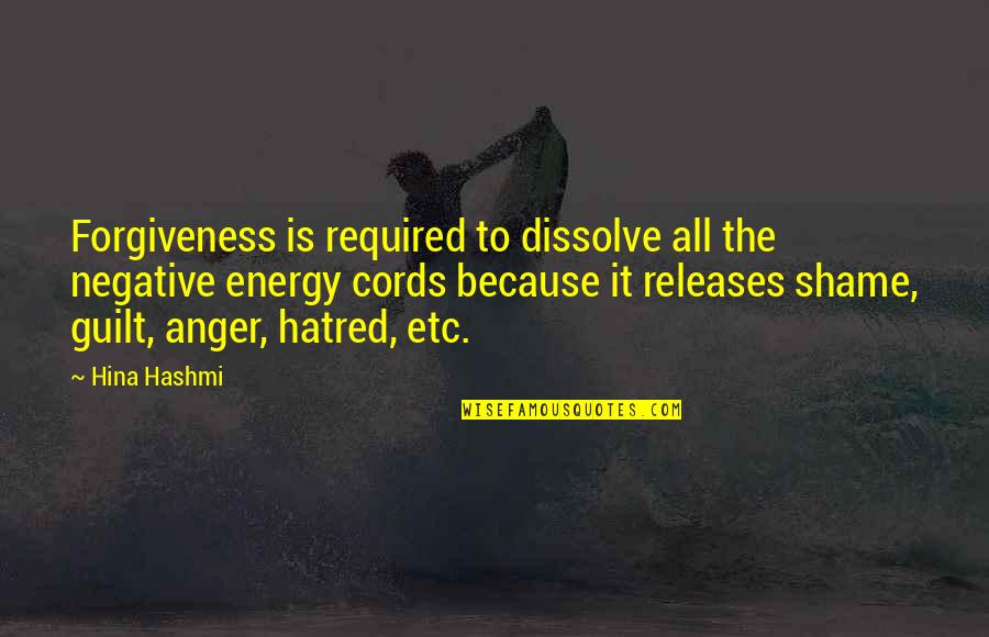Negative Anger Quotes By Hina Hashmi: Forgiveness is required to dissolve all the negative