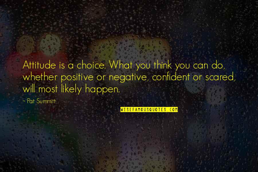 Negative Attitude Quotes By Pat Summitt: Attitude is a choice. What you think you