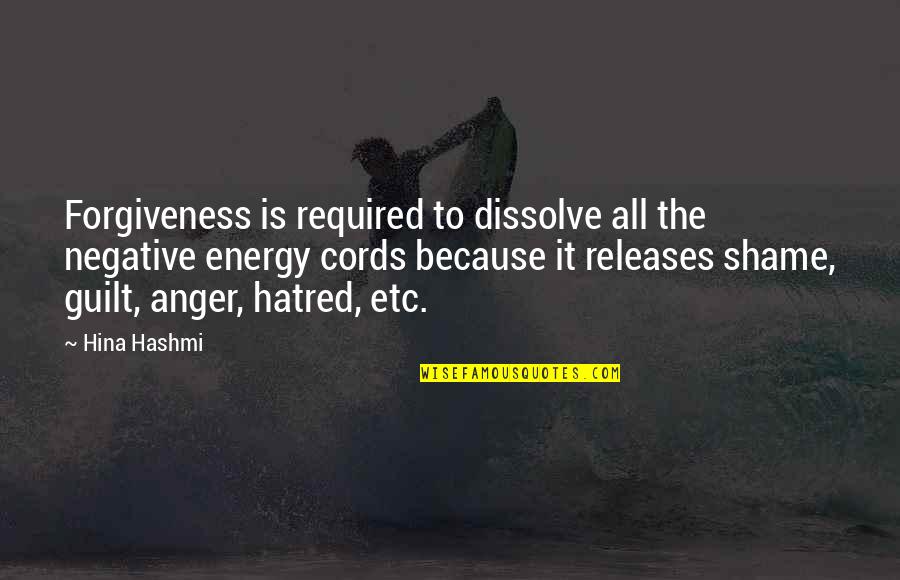 Negative Energy Quotes By Hina Hashmi: Forgiveness is required to dissolve all the negative