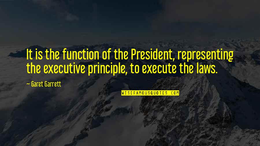 Negative Habits Quotes By Garet Garrett: It is the function of the President, representing
