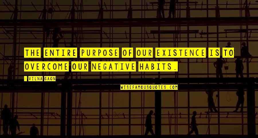 Negative Habits Quotes By Vilna Gaon: The entire purpose of our existence is to