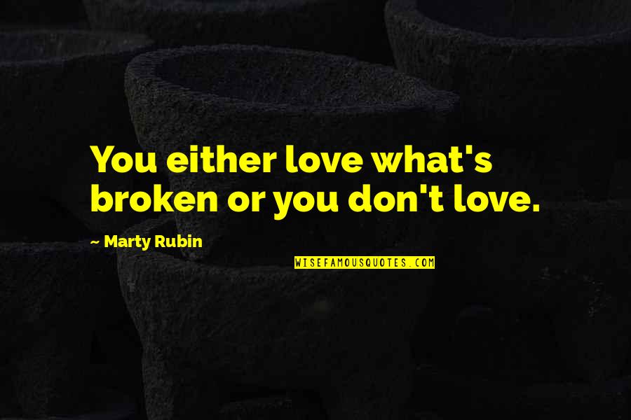 Negative Outlook On Life Quotes By Marty Rubin: You either love what's broken or you don't