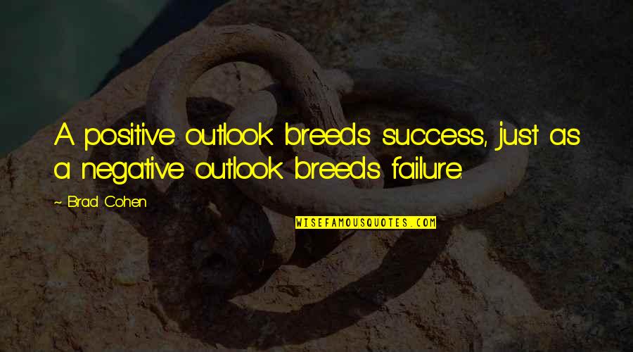Negative Outlook Quotes By Brad Cohen: A positive outlook breeds success, just as a