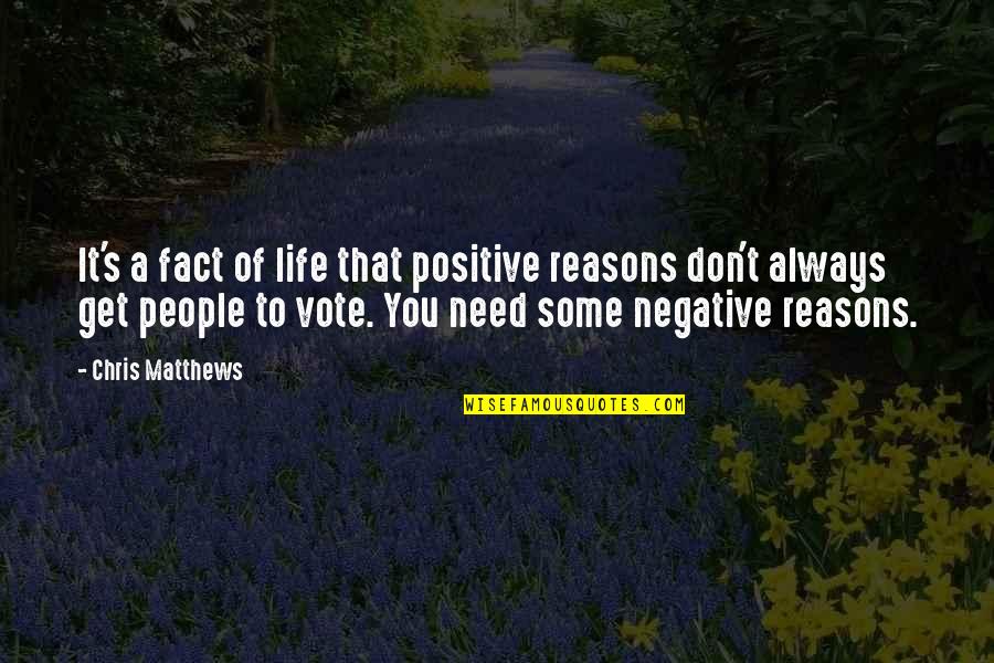 Negative People In Your Life Quotes By Chris Matthews: It's a fact of life that positive reasons