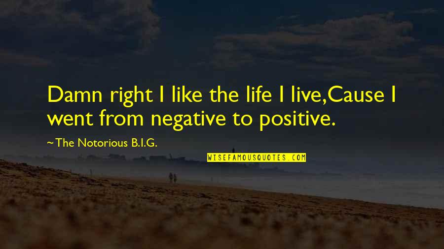 Negative To Positive Quotes By The Notorious B.I.G.: Damn right I like the life I live,Cause