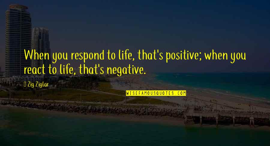 Negative To Positive Quotes By Zig Ziglar: When you respond to life, that's positive; when