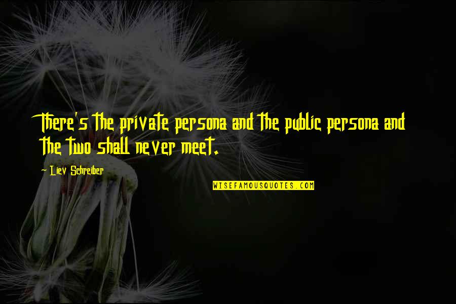 Negativeness Synonym Quotes By Liev Schreiber: There's the private persona and the public persona