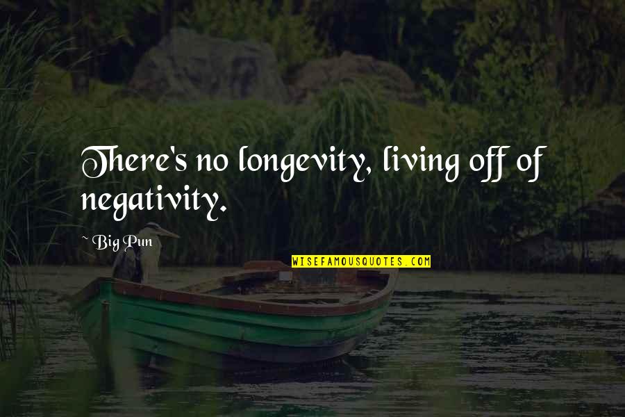 Negativity Quotes By Big Pun: There's no longevity, living off of negativity.