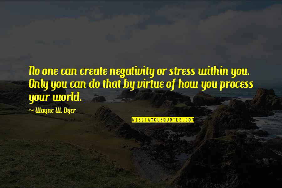 Negativity Quotes By Wayne W. Dyer: No one can create negativity or stress within
