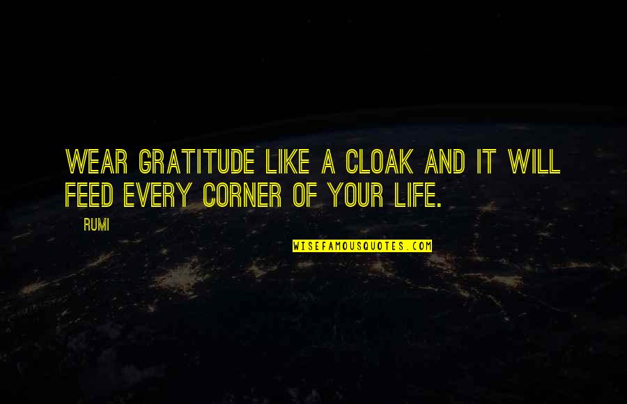 Negligibility Quotes By Rumi: Wear gratitude like a cloak and it will