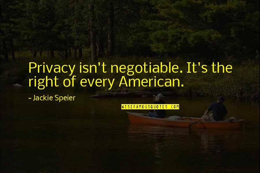 Negotiable Quotes By Jackie Speier: Privacy isn't negotiable. It's the right of every