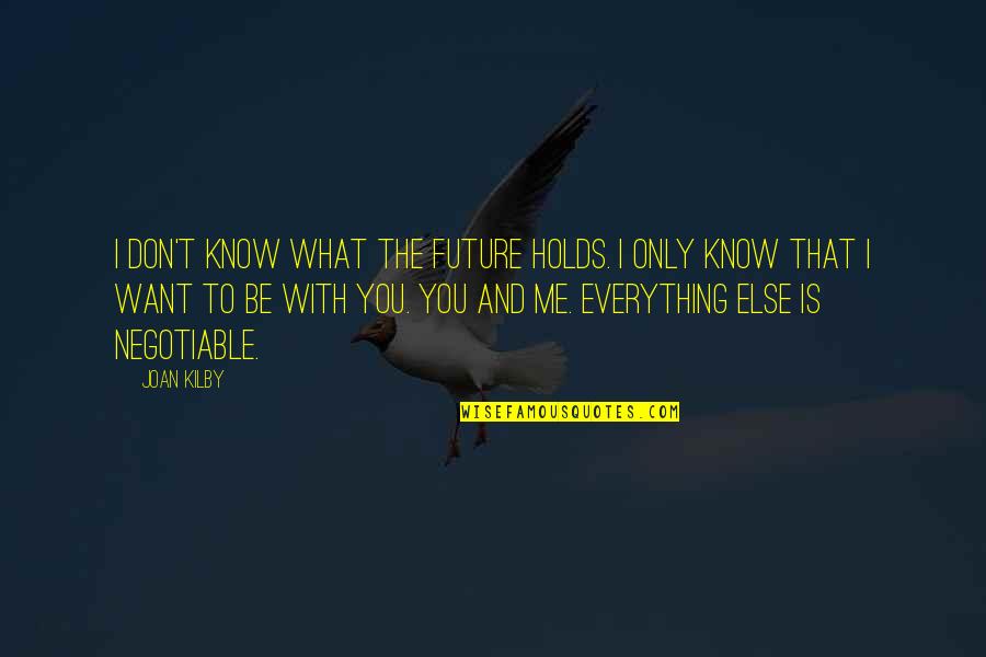 Negotiable Quotes By Joan Kilby: I don't know what the future holds. I Negotiable Quotes By Joan Kilby: I don't know what the future holds. I