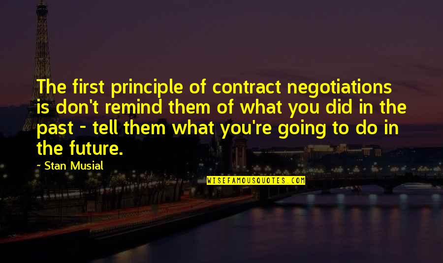 Negotiations Quotes By Stan Musial: The first principle of contract negotiations is don't