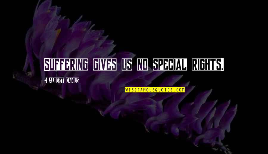 Negresita Quotes By Albert Camus: Suffering gives us no special rights.