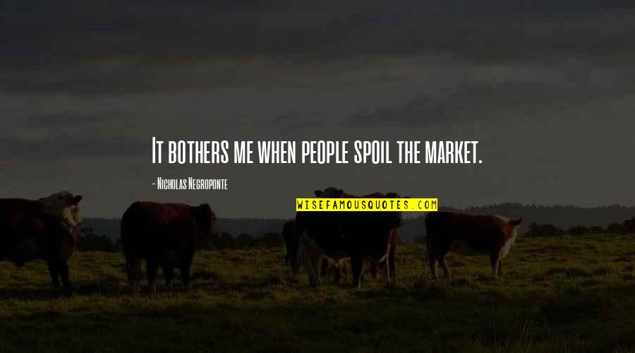 Negroponte Nicholas Quotes By Nicholas Negroponte: It bothers me when people spoil the market.