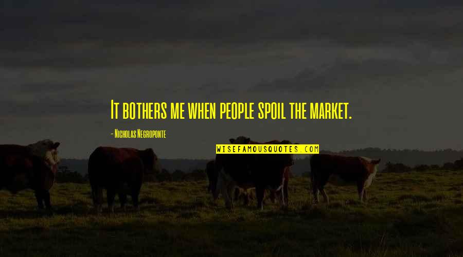 Negroponte Quotes By Nicholas Negroponte: It bothers me when people spoil the market. Negroponte Quotes By Nicholas Negroponte: It bothers me when people spoil the market.