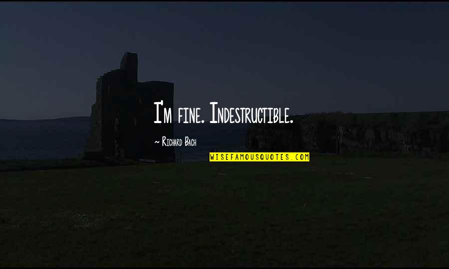 Neihardt Hall Quotes By Richard Bach: I'm fine. Indestructible.