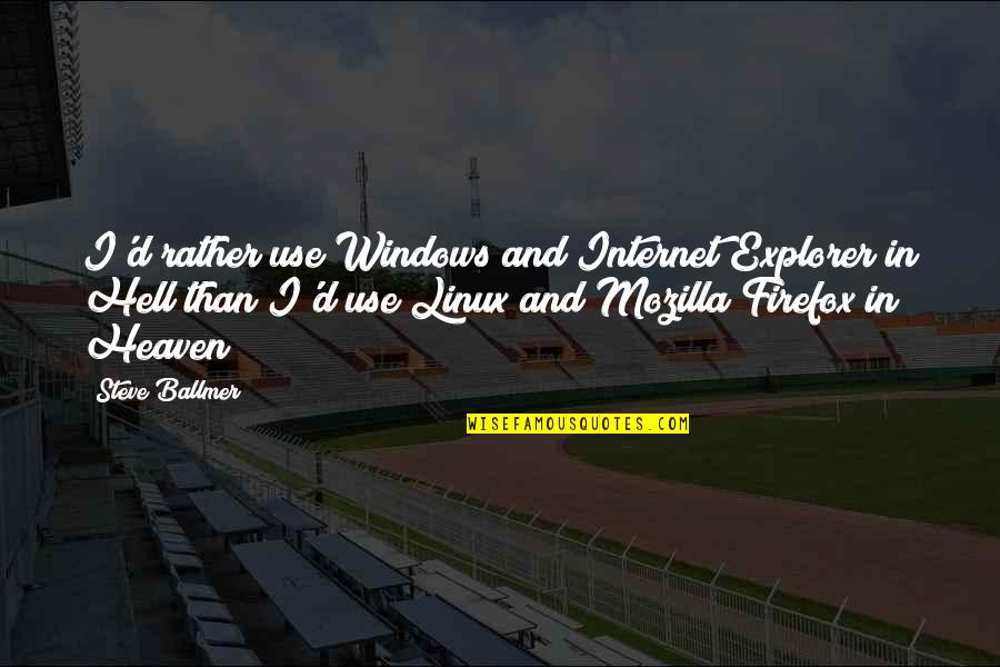 Neil Baldwin Marvellous Quotes By Steve Ballmer: I'd rather use Windows and Internet Explorer in Neil Baldwin Marvellous Quotes By Steve Ballmer: I'd rather use Windows and Internet Explorer in