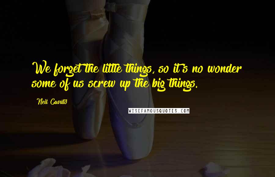 Neil Cavuto quotes: We forget the little things, so it's no wonder some of us screw up the big things.