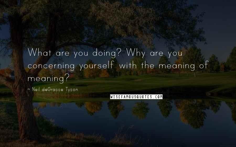 Neil DeGrasse Tyson quotes: What are you doing? Why are you concerning yourself with the meaning of meaning?