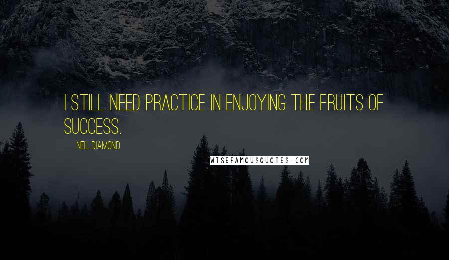 Neil Diamond quotes: I still need practice in enjoying the fruits of success.
