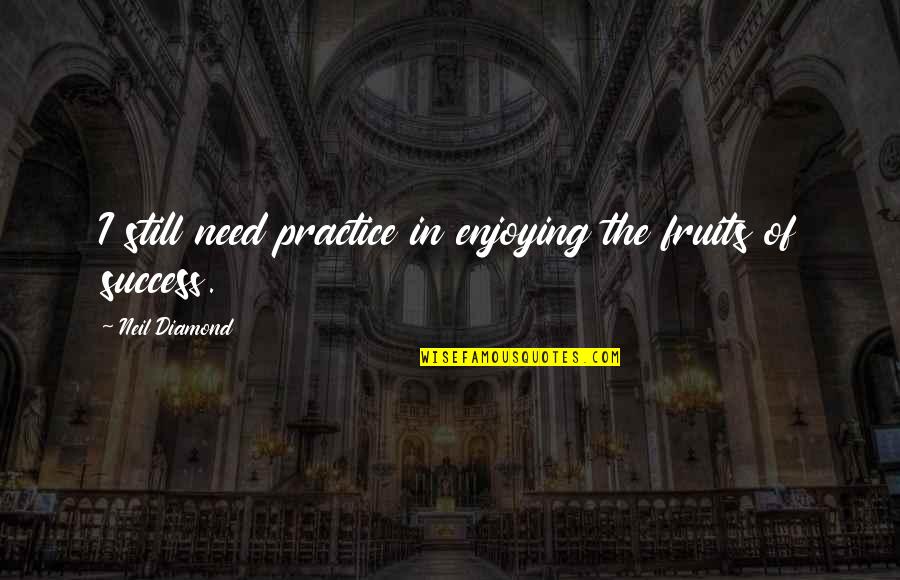 Neil Diamond Quotes By Neil Diamond: I still need practice in enjoying the fruits